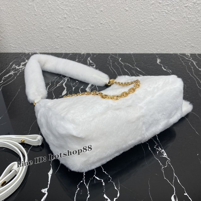Prada專櫃新款Hobo毛毛包 1BC204 普拉達秋冬款山羊毛腋下包肩背女包 csp1465